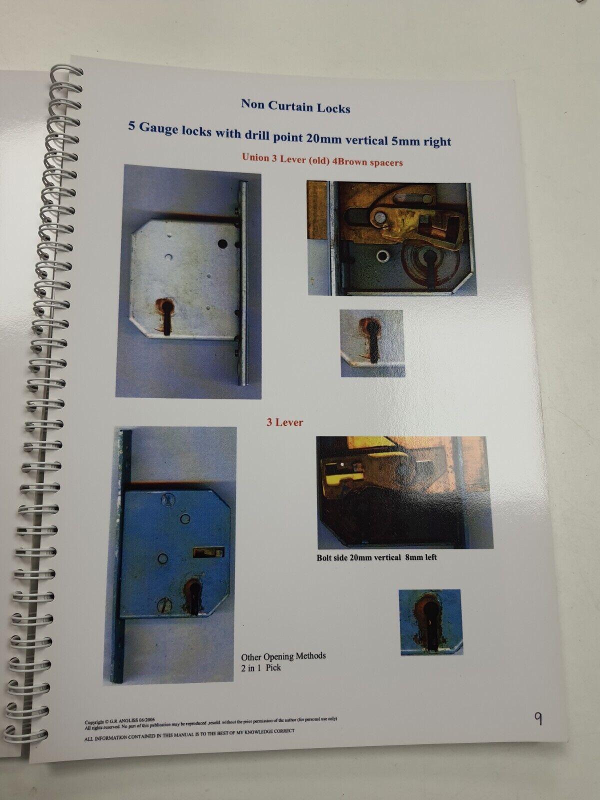 Mortice Lock Identification Non-Curtain Locks (Locksmith Aid) 76 Page Book