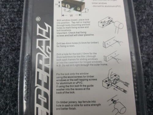 4 X Federal Window Security Multibolts in White