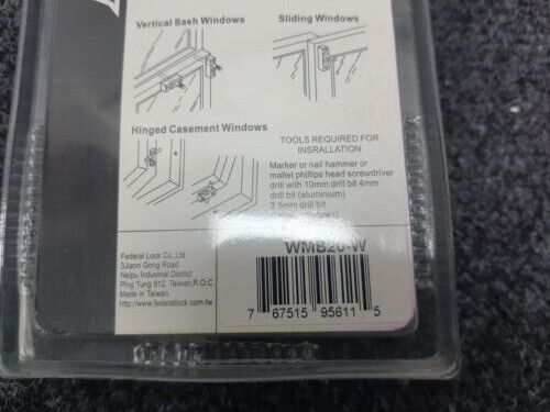 4 X Federal Window Security Multibolts in White