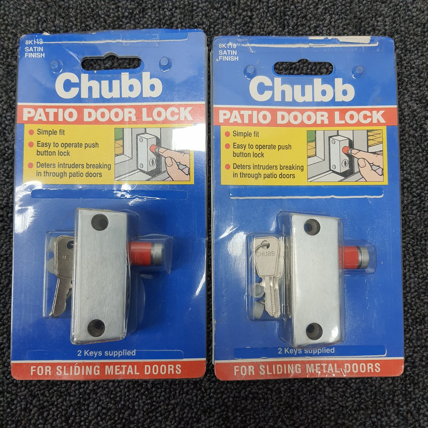 Chubb 8K119 Patio Door Locks X2