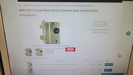 UNION 22511 4-Lever Panel Lock