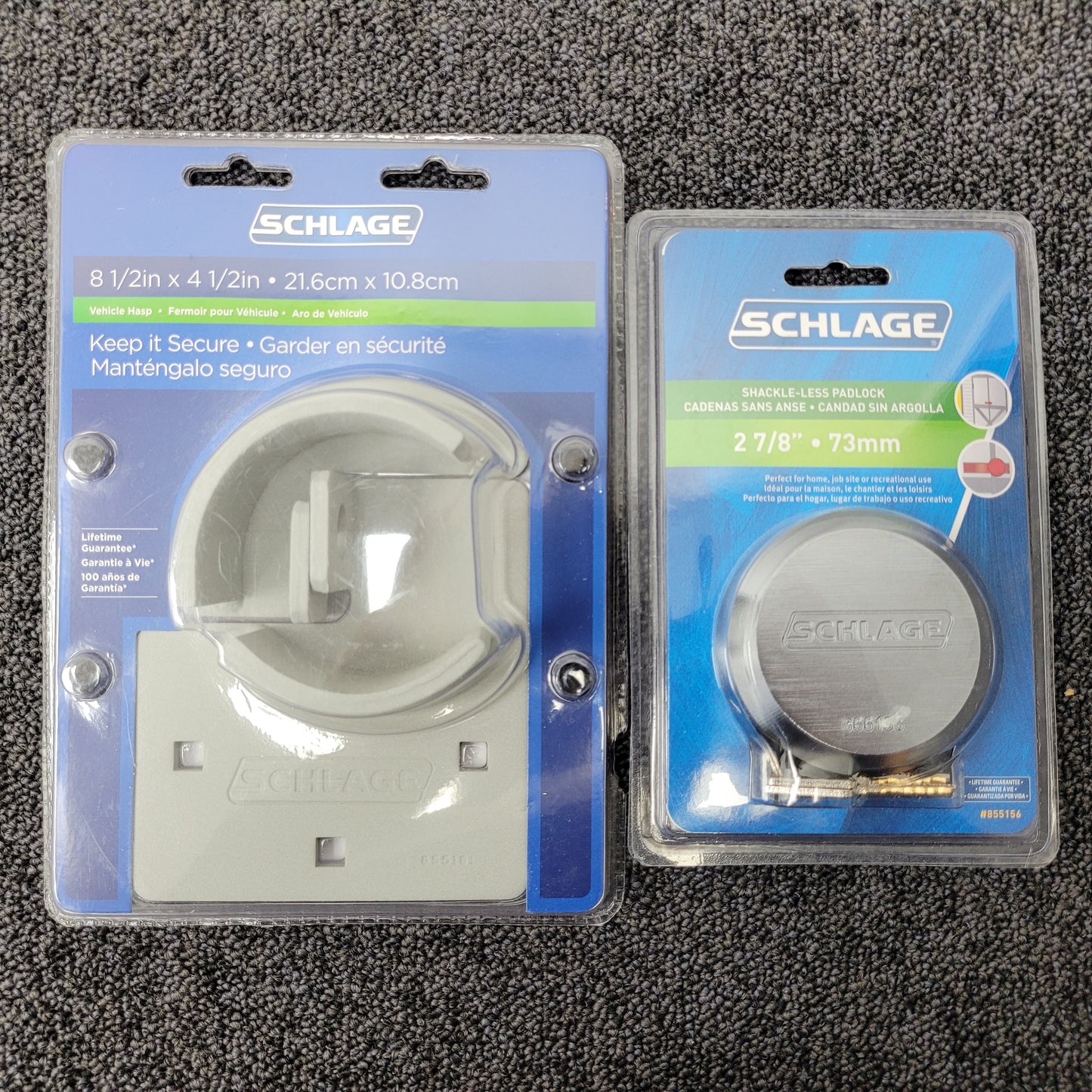 SCHLAGE 855101 Vehicle Padlock Hasp & SCHLAGE 855156 Concealed Shackle Padlock